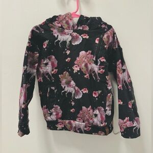 Deux par Deux Black and Pink Unicorn Hoodie